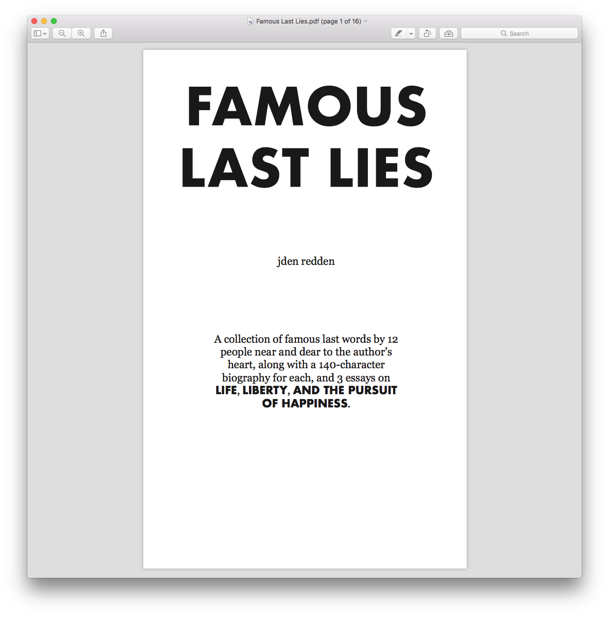 Title page of Famous Last Lies