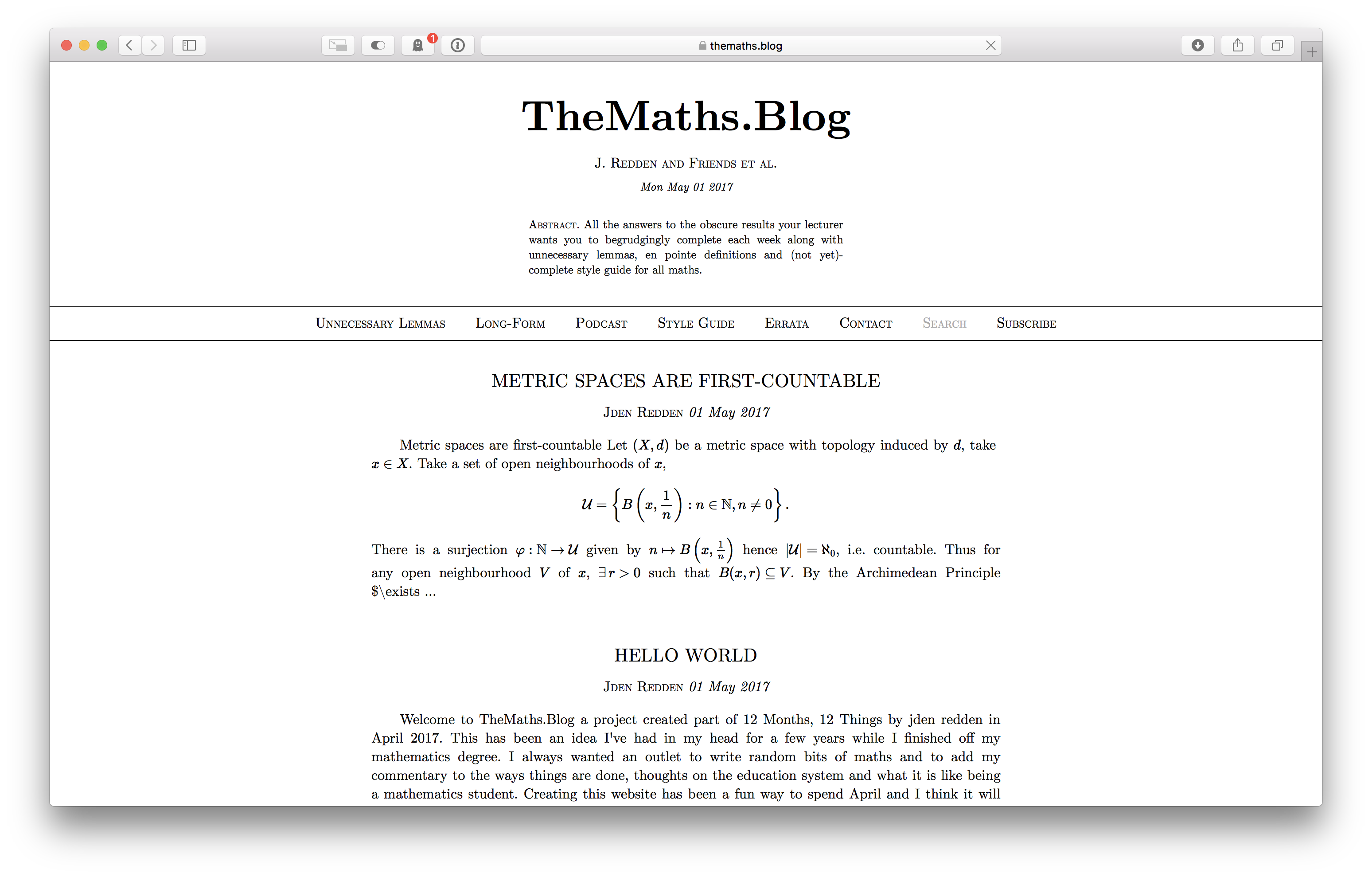 Screenshot of TheMaths.blog